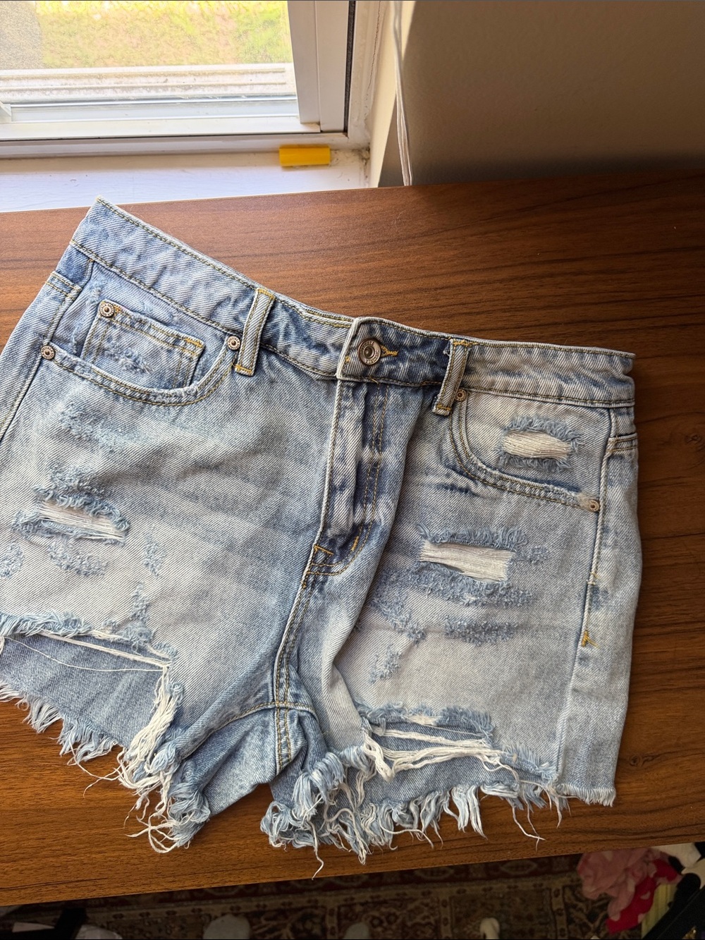 Special A Light Blue Distressed Denim Shorts - Casual Frayed Hem
